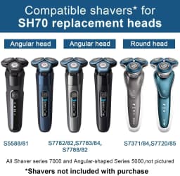 SH71/52 Replacement Heads Compatible with Philips Norelco Series 7000 (S7xxx),New Upgraded SH70/71 Double Blades