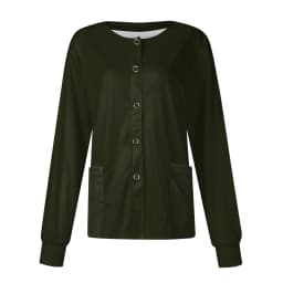 New Women Long Sleeve Pocket Working Stand-Up Collar Solid Color Single-Breasted Protective Overalls Cardigan Jacket Top