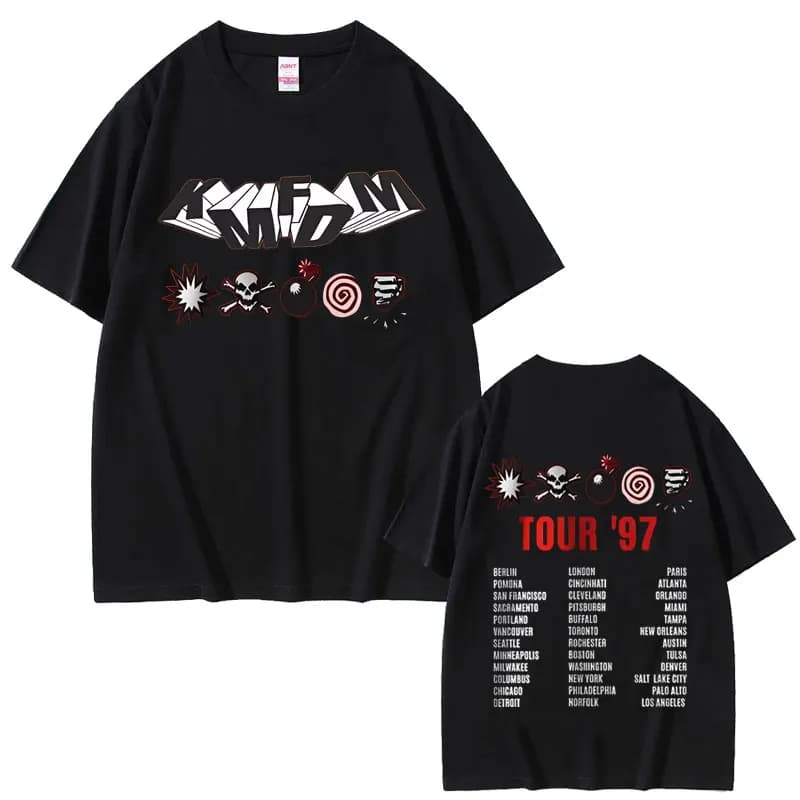 Rock Band Kmfdm Tour 97 Graphic T Shirts Men Women Vintage Gothic Punk T-shirt Unsiex Pure Cotton Casual Oversized Short Sleeve