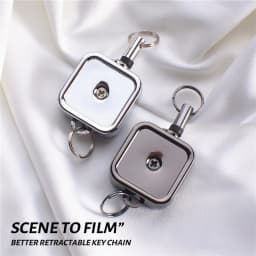 30CM Metal Square Mini Easy To Pull Key Chain Extendable Hanging Rope Buckle Keychain Anti Loss Anti Theft Employee’s Card H10