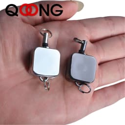 30CM Metal Square Mini Easy To Pull Key Chain Extendable Hanging Rope Buckle Keychain Anti Loss Anti Theft Employee’s Card H10