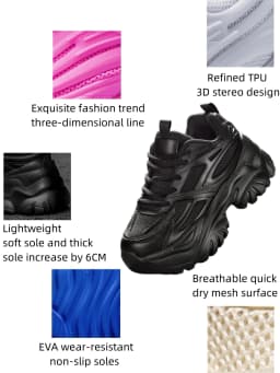 Fashion Casual Vulcanized Women's Shoes High Water Platform Black High Heels Women's Lightweight Platform Women's Sports Shoes