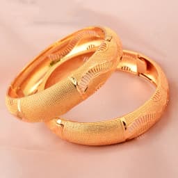 2pcs 24K Gold Color Bangles Arabic Ethiopian Nigerian Banquet Wedding Bracelets Party Choker Copper Jewelry Gifts