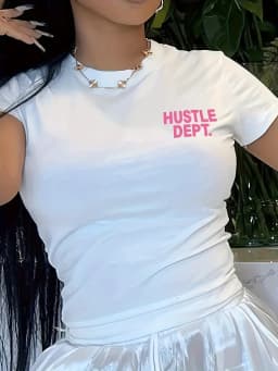 Hustle Dept Print T-Shirts Summer Women's Shirt Short Sleeve Neck Fashion Casual Sport Clothes Basic Tee Harajuku Style