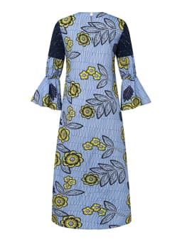 2024 VONDA Bohemian Ruffles Maxi Dresses Women Casual Flared Long Sleeve Vestidos Round Neck Loose Print Sundress Pleated Robes