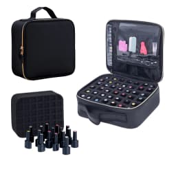 UOZL 42 Bottle Nail Polish Organizer, PU Leather Handheld Nail Polish Storage Bag, Suitable for Nail Art Lovers and Manicurists