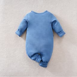 Newborn Baby Boy Autumn Jumpsuit With Embroidered Elephant Ears Long Sleeved Round Neck Jumpsuit Casual Baby Cotton Clothing