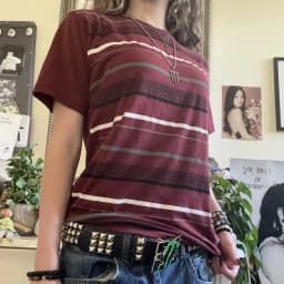 Women Black Grunge T-Shirts Short Sleeve Basic Shirt Coquette y2k Top Spring Strip Vintage Tees Fairycore Pullovers Streetwear