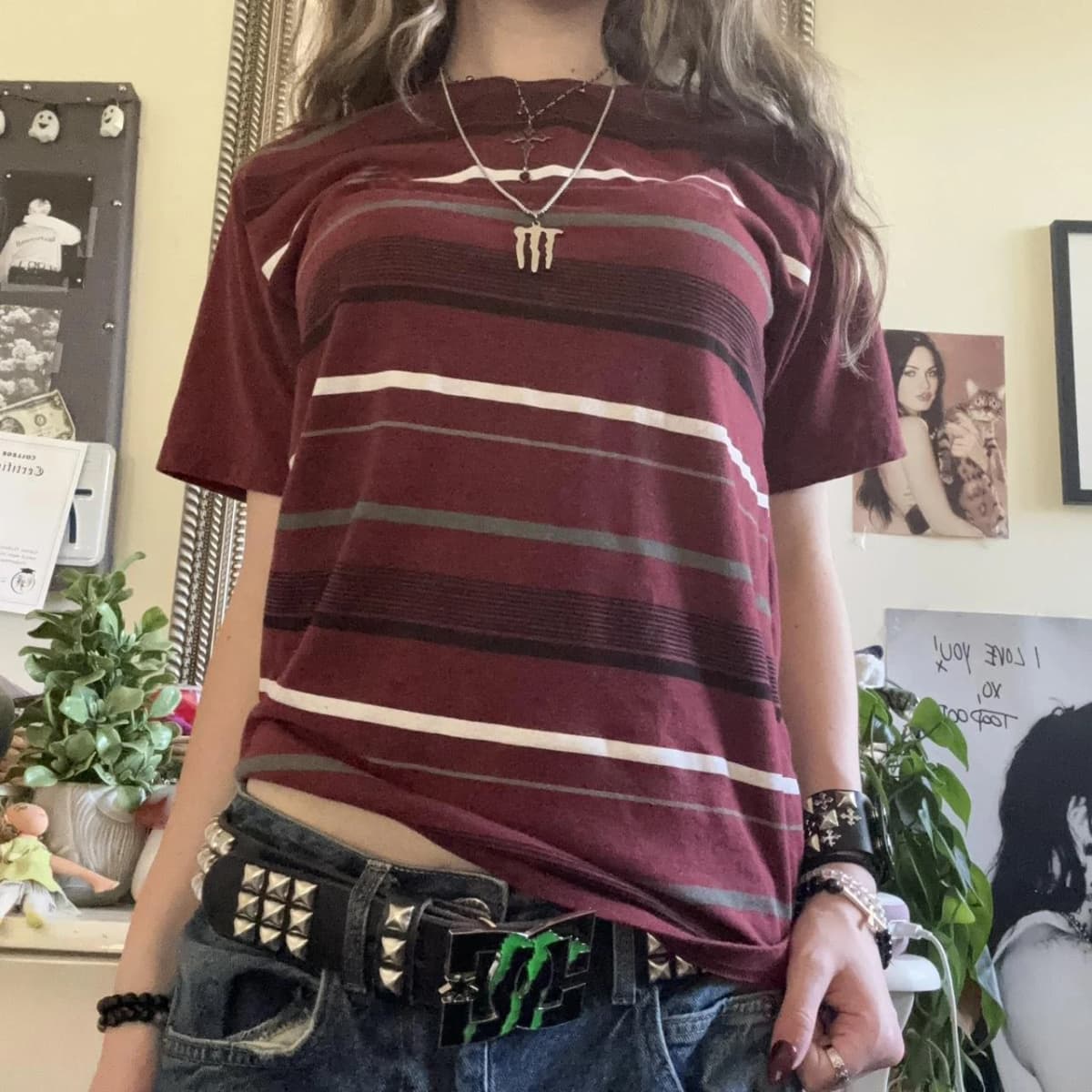 Women Black Grunge T-Shirts Short Sleeve Basic Shirt Coquette y2k Top Spring Strip Vintage Tees Fairycore Pullovers Streetwear
