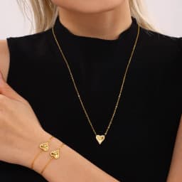 Vintage Heart Pendant Necklace Bracelet For Women Zircon Waterproof Stainless Steel Chain Banquet Daily Jewelry Gift