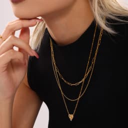 Vintage Heart Pendant Necklace Bracelet For Women Zircon Waterproof Stainless Steel Chain Banquet Daily Jewelry Gift