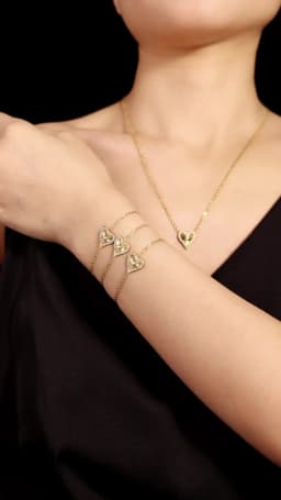 Vintage Heart Pendant Necklace Bracelet For Women Zircon Waterproof Stainless Steel Chain Banquet Daily Jewelry Gift