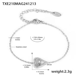 Vintage Heart Pendant Necklace Bracelet For Women Zircon Waterproof Stainless Steel Chain Banquet Daily Jewelry Gift