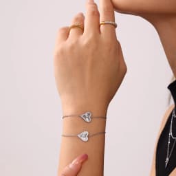 Vintage Heart Pendant Necklace Bracelet For Women Zircon Waterproof Stainless Steel Chain Banquet Daily Jewelry Gift