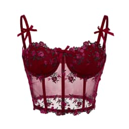 Sexy Lace Floral Embroidery Bow Corset For Women Camisole Sheer Mesh Fishbone Slim Crop Top Wired Bra Camis Festival Lingerie