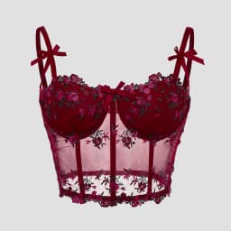Sexy Lace Floral Embroidery Bow Corset For Women Camisole Sheer Mesh Fishbone Slim Crop Top Wired Bra Camis Festival Lingerie