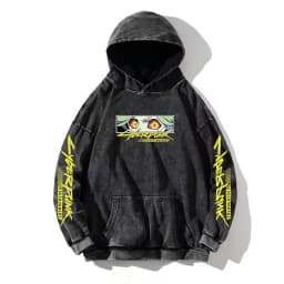 Anime Cyberpunk: Edgerunners Washed Hoodies Printed Casual Men Contains Cotton High Quality Fashion Loose Pullover Unisex