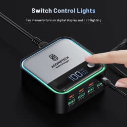 8 Port GaN USB C Fast Charger LED Display 4 Port Type C PD 100W SCP 22.5W Charging Station for IPhone 15 Samsung Tablet Macbook