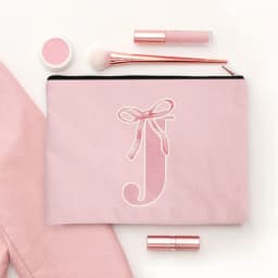 Pink Makeup Bags Initial Letter Cosmetic Zipper Pouch for Sister Girls Beauty School Graduation Travel Organizer Toiletries Bag