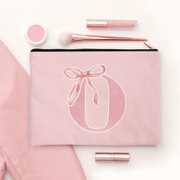 Pink Makeup Bags Initial Letter Cosmetic Zipper Pouch for Sister Girls Beauty School Graduation Travel Organizer Toiletries Bag