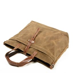 Wax canvas women's bag simple handbag horizontal solid color retro shoulder crossbody bag men's pleated Tote bag