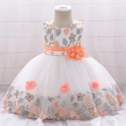 Baby Girls Floral Birthday Party Dress Princess Gown For Holiday Girl Fashion Lace Fluffy Costumes Kids Bow Birthday New Clothes