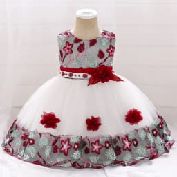 Baby Girls Floral Birthday Party Dress Princess Gown For Holiday Girl Fashion Lace Fluffy Costumes Kids Bow Birthday New Clothes
