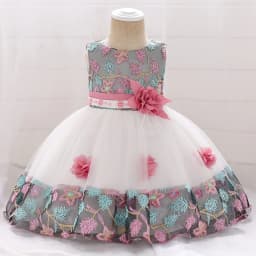 Baby Girls Floral Birthday Party Dress Princess Gown For Holiday Girl Fashion Lace Fluffy Costumes Kids Bow Birthday New Clothes