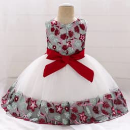 Baby Girls Floral Birthday Party Dress Princess Gown For Holiday Girl Fashion Lace Fluffy Costumes Kids Bow Birthday New Clothes