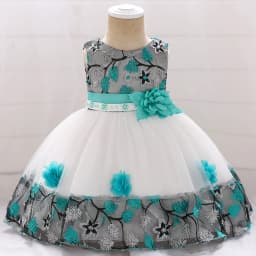 Baby Girls Floral Birthday Party Dress Princess Gown For Holiday Girl Fashion Lace Fluffy Costumes Kids Bow Birthday New Clothes