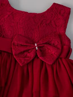 Baby Girls Burgundy Lace Tulle Dress Sleeveless Big Bow Layered Princess Party Gown For Birthday Wedding Flower Girl Photo Shoot