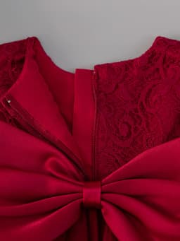 Baby Girls Burgundy Lace Tulle Dress Sleeveless Big Bow Layered Princess Party Gown For Birthday Wedding Flower Girl Photo Shoot