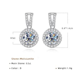 JoyceJelly 2ct Total Moissanite Jewelry Set Sterling Silver 925 Necklace Earrings Fine Jewerly Wedding Set Pass Dismond Tester
