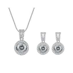 JoyceJelly 2ct Total Moissanite Jewelry Set Sterling Silver 925 Necklace Earrings Fine Jewerly Wedding Set Pass Dismond Tester