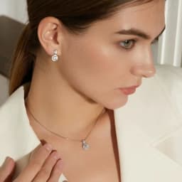JoyceJelly 2ct Total Moissanite Jewelry Set Sterling Silver 925 Necklace Earrings Fine Jewerly Wedding Set Pass Dismond Tester