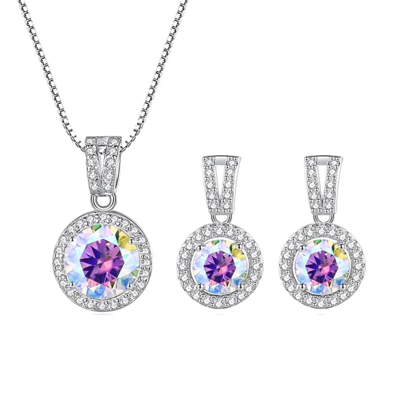 JoyceJelly 2ct Total Moissanite Jewelry Set Sterling Silver 925 Necklace Earrings Fine Jewerly Wedding Set Pass Dismond Tester