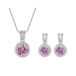 JoyceJelly 2ct Total Moissanite Jewelry Set Sterling Silver 925 Necklace Earrings Fine Jewerly Wedding Set Pass Dismond Tester