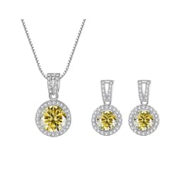 JoyceJelly 2ct Total Moissanite Jewelry Set Sterling Silver 925 Necklace Earrings Fine Jewerly Wedding Set Pass Dismond Tester