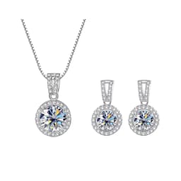 JoyceJelly 2ct Total Moissanite Jewelry Set Sterling Silver 925 Necklace Earrings Fine Jewerly Wedding Set Pass Dismond Tester