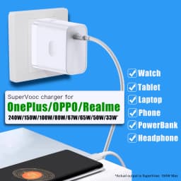 For OnePlus charger SuperVooc 240W realme superdart adapter oppo wall adapter PD65W for macbook iPhone Samsung tablet PPS charge