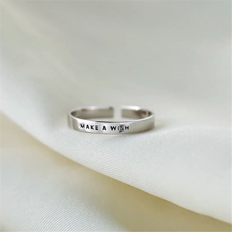 925 Sterling Silver Adjustable Rings For Women Make A WISH Luxury Fine Jewelry Aesthetic Vintage Wedding Accessories Argent 925