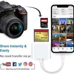 3in1 CF Card Slots Memory Card Reader for iPhone Camera Supports SD TF CF Flash Card Adapter Portable Micro SD Card Reader