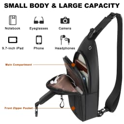 Lightweight Waterproof Anti-Theft Sling Bag Backpack for Men Women, Crossbody Chest Shoulder Bag with Multi-Pockets for Travel H