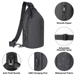 Lightweight Waterproof Anti-Theft Sling Bag Backpack for Men Women, Crossbody Chest Shoulder Bag with Multi-Pockets for Travel H