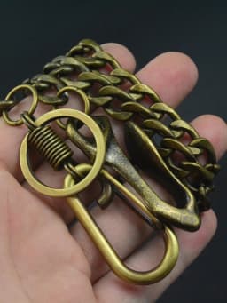 Gothic Chunky Bronze Jeans Wallet Chain Keychain Metal NK 10mm Spring Carabiner Buckle Clips Belt Chain U Hook