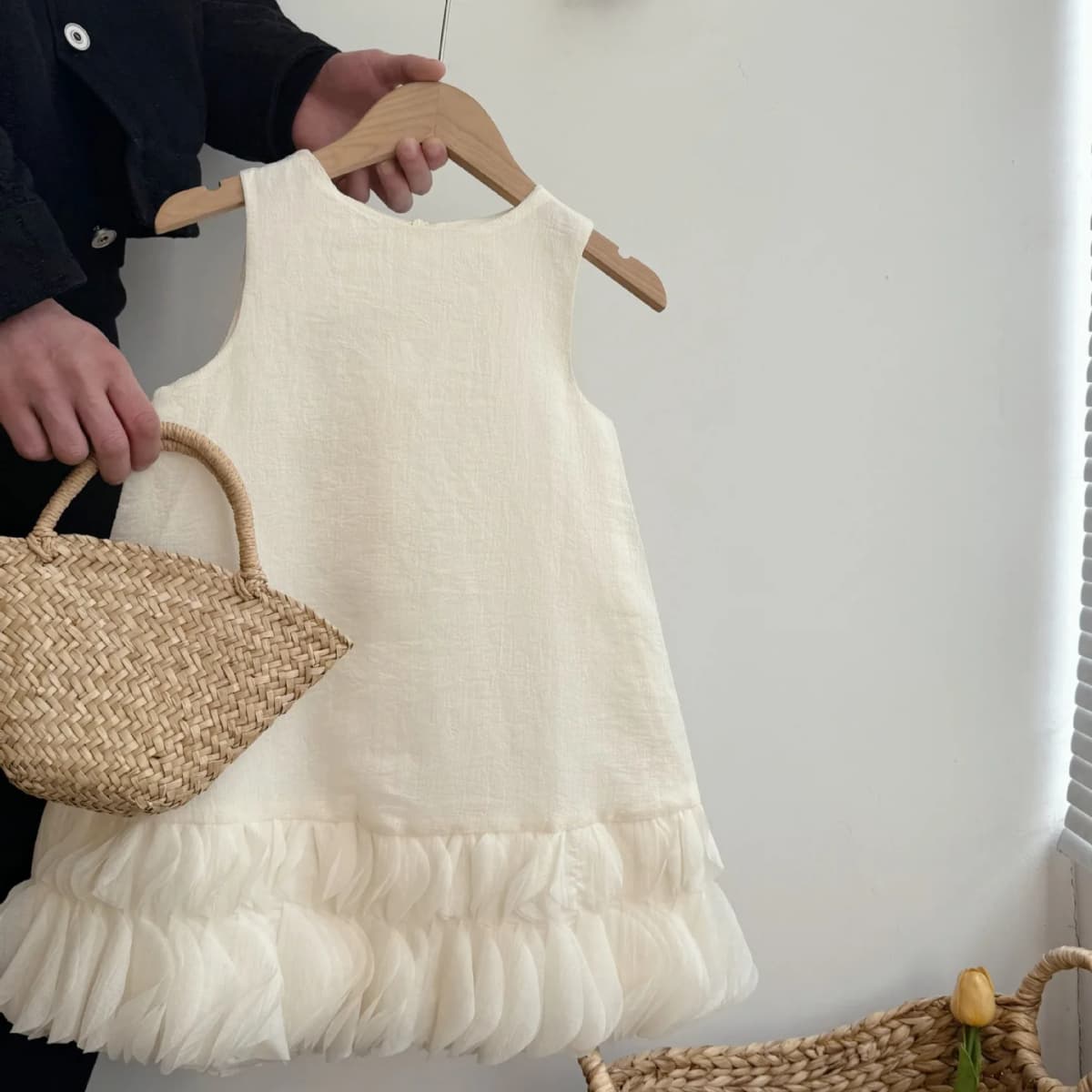2025 Summer Girls' Dress Yarn Skirt Girls Korean Western Style Tank Top Skirt Fashion Flower Bud Princess Skirt