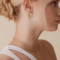 14K Gold Plated Sterling Silver Post Small Chunky Hoops Earrings | Thick Lightweight Gold Hoop Earrings for Women Retro style