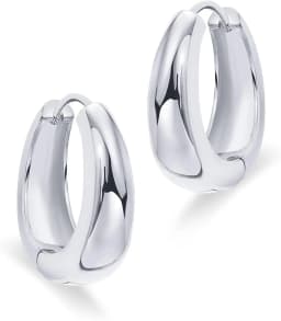 14K Gold Plated Sterling Silver Post Small Chunky Hoops Earrings | Thick Lightweight Gold Hoop Earrings for Women Retro style