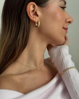 14K Gold Plated Sterling Silver Post Small Chunky Hoops Earrings | Thick Lightweight Gold Hoop Earrings for Women Retro style