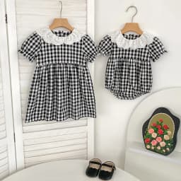 0-6Y Sister Clothes Dress Summer Newborn Baby Girls Sister Grid Dress Toddler Jumpsuit Baby Clothes Infant Girls Children Dress